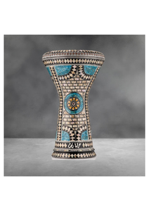 Gawharet El Fan de 17,5 pouces, artisanal, marron, pour Darbuka, Doumbek, Tabla égyptienne, en aluminium et nacre - Product Image 5