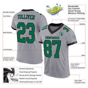 Wholesale Custom Printing Grey Kelly <b>Green</b> Black <b>Mesh</b> Authentic Football Jersey Breathable Quick Dry American Football Jersey - Product Image 2
