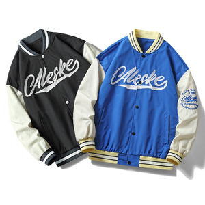 Men's High Street Baseball <b>Varsity</b> <b>Jacket</b> Genuine Leather Sleeves Multiple Embroidered <b>Red</b> <b>Black</b> Patches Versity Letterman - Product Image 5