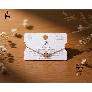 Pulsera con dije de Sagitario, tono dorado, acero inoxidable, unisex, regalo de joyería del zodiaco - Product Image 3