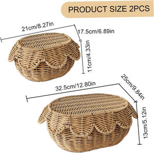Set of 2 Eco-Friendly Stylish <b>Rattan</b> <b>Storage</b> Baskets Handwoven and Durable for Household Organizing with Functional Elegance - Product Image 4