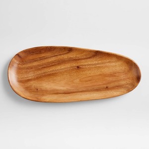 Plateau de service en bois d'acacia Long plateau rectangulaire en bois pour la décoration intérieure Assiette rustique en bois naturel pour apéritifs Vaisselle - Product Image 1