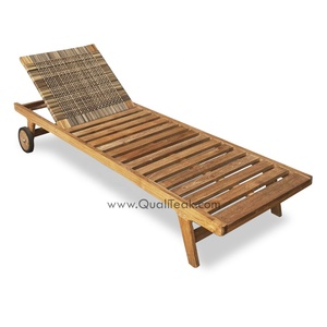 Tumbona Moderna de Teca para Exteriores Fuego con Cojines para Jardín y Patio - Product Image 1