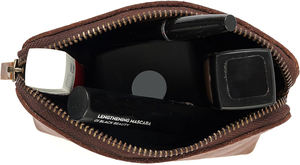 Bolsa de maquillaje, bolsa de cosméticos PU de cuero, bolsa de maquillaje de viaje portátil para mujer con cierre de cremallera en marrón - Product Image 3