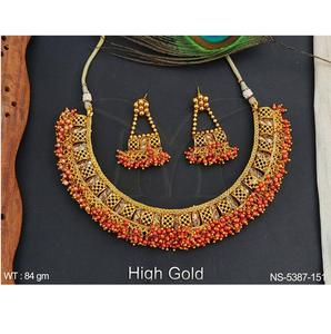 Conjunto de collar de techo de estilo antiguo con esmalte de oro y decoración de piedra Kundan - Product Image 5