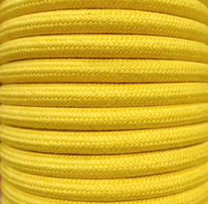 Bobina da 15 metri di cavo tessile decorativo, cotone giallo liscio (CIR62AL04) - Product Image 1