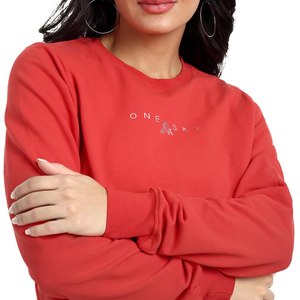 Women's Premium Quality 100% Cotton Sweatshirt Solid Color Long Sleeve Pullover Casual <b>Crewneck</b> Design for Winter Custom Knitted - Product Image 3