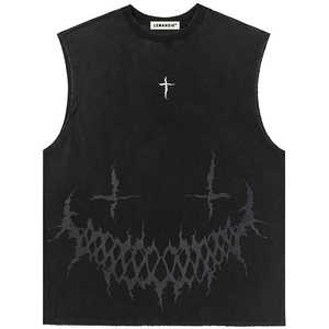 T-shirts pour hommesStreetwear imprimé personnalisé Streetwear vintage lourd 100% coton T-shirts coupe carrée Dtg imprimé graphique recadrée lavage à l'acide - Product Image 4