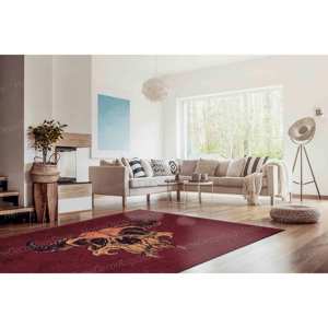 Printed Wool Rug-Modern Horror Devil Demon Patchwork Design with <b>Latex</b> Backing <b>for</b> Home or <b>Man</b> Cave Goblen Rug - Product Image 2