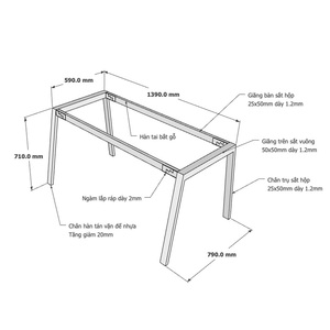 Aton Concept 140x80 Industrial-Style Steel <b>Table</b> Legs Assembled Furniture Legs for Dining/Kitchen Use for Chairs <b>Sofas</b> HCAT007 - Product Image 2