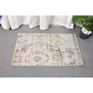 Tapis Vintage en Laine Turque de 1.8x3,1 pieds, Beige, Vert, Patchwork, Technique de Tissage Plat pour Décorations de Salon, 4m de Latex - Product Image 3