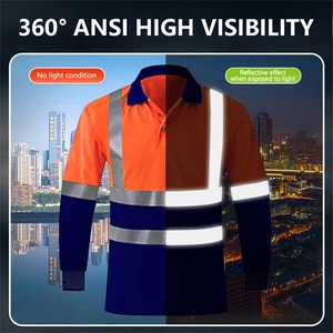 Camisetas Polo de trabajo reflectantes de secado rápido de manga larga con logotipo personalizado, camisetas de seguridad de alta visibilidad para construcción minera industrial - Product Image 2