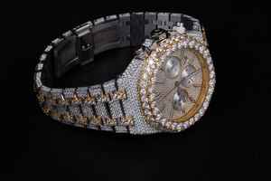 Reloj automático de lujo con diamantes de moissanita para hombre, banda de acero inoxidable ostentosa de Hip Hop, cristal de cuarzo, encanto de moda analógico - Product Image 2