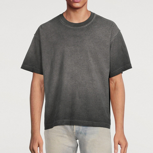 Camisetas Oversize Vintage 100% Algodón para Hombre, Estilo Hip Hop con Lavado Ácido, Logotipo Personalizado y Patrón de Letras, Venta al Por Mayor - Product Image 1