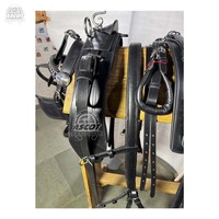 Ensemble de harnais d'équitation en cuir véritable durable pour chevaux, équipement d'équitation noir