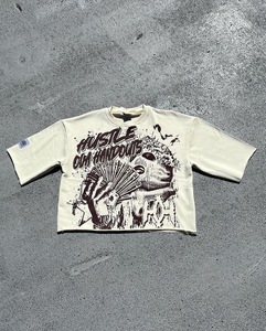 Boxy T-<b>Shirt</b> Digital Printing Crop Oversized Raw Hem Eco-Friendly High Quality <b>Fleece</b> t <b>Shirt</b> for <b>Men</b> - Product Image 5