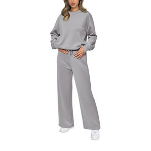 Best Ladies Tracksuits Set Cotton Fleece OEM Custom Female Training Sports Wear Two Piece Jogging Suit Pullover Crop Tracksuit - Product Image 3