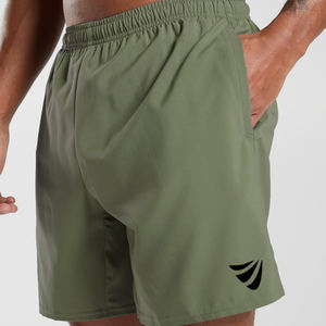 กางเกงขาสั้นออกกำลังกายสำหรับผู้ชายกางเกงวิ่งออกกำลังกายทำจากผ้าฝ้ายน้ำหนักเบามีกระเป๋าปิดเอวยางยืดโลโก้ออกแบบได้ตามต้องการ - Product Image 6