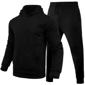 Ensemble de survêtement unisexe 2 pièces en polaire et élasthanne/polyester, personnalisable avec logo, respirant, comprenant un sweat à capuche et un pantalon de jogging, idéal pour l'automne, taille plus - Product Image 5