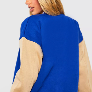 Vestes universitaires pour femmes personnalisables de haute qualité, détails en peau de mouton, construction tricotée, manches longues - Écologiques et coupe-vent - Product Image 4