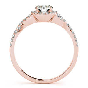 Bague de fiançailles en or rose 18 carats avec halo infini, design torsadé avec diamant de 0,20 carat, élégantes bagues en diamant - Product Image 3
