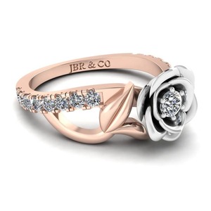 Anillo de compromiso de diseño de flor de Plata de Ley 925 chapado en oro rosa de diamante redondo de lujo para mujer anillo de promesa al precio más bajo - Product Image 5