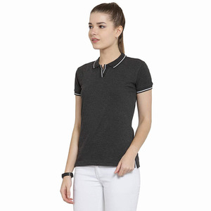 Best Quality Women's Polo Shirt Black Color <b>Slim</b> Fit Turn Down Collar Pullover Plus Size Polo Shirt For Ladies - Product Image 5