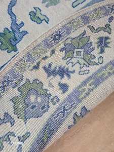 Alfombra de algodón azul de 9 pies hecha a mano, Diseño Artesanal persa Oushak turco Vintage, juego de alfombrillas de Golf de alta calidad - Product Image 2