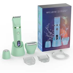 Rasoir électrique 3-en-1 pour femme, utilisation humide/sèche, tondeuse bikini pour visage, aisselles, jambes, bras, étanche, écran LCD, fonctions intimes - IPX7 - Product Image 1