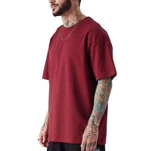 Customized 100% Cotton <b>Men's</b> <b>T</b>-<b>Shirt</b> Oversized Loose Fit 240gsm Drop Shoulder Round Neck Print Heavyweight Oversized <b>Red</b> <b>T</b>-<b>Shirt</b> - Product Image 3