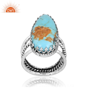 Best Selling Sterling <b>Silver</b> 18K Gold <b>Plated</b> Natural Kingman Turquoise Ring Antique Ring Collection Jewelry Manufacturer - Product Image 4