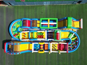 Pista de obstáculos inflable de colores de 72m, pista de entrenamiento de vinilo nueva llegada, carrera de obstáculos inflable larga de fábrica - Product Image 3