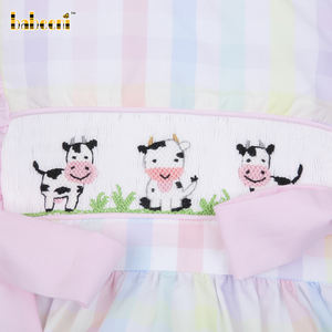 Mono de Bebé Niña con Lazo y Bordado a Mano con Diseño de Vaca - 100% Algodón ODM BB3041 - Product Image 4