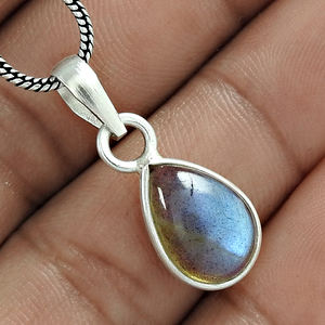 Pierre précieuse de Labradorite naturelle Pendentif en forme de larme en argent sterling 925 Bijoux faits à la main Prix d'usine de gros Fournisseurs en vrac - Product Image 4