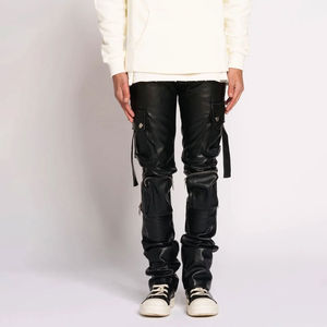 Pantalon en cuir de motocyclette de pleine longueur et de conception personnalisées pour hommes dernier modèle de pantalon en cuir empilé à bas prix - Product Image 1