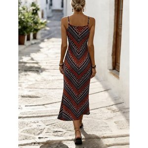 Vestido Midi Supreme con Tirantes y Escote en V Estampado para Mujer, 34708 - Rojo - Product Image 4
