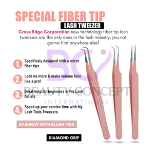 Light Pink Color Use in Salon for Personal Care Use Stainless Steel Grafted Eyelash Extension Tweezers - Product Image 2