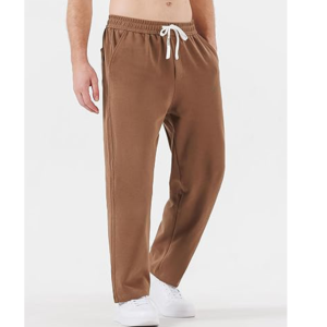 OEM Wholesale Custom Casual Heavy Cotton Blends Open Bottom Brown Fleece <b>Lined</b> Eco-Friendly Breathable Sweatpants <b>Men's</b> Washed - Product Image 5
