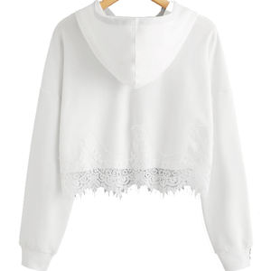 Sudadera con capucha recortada de algodón para mujer, suéter de moda, sudaderas con logotipo personalizado para mujer, diseño bordado de moda de invierno - Product Image 6