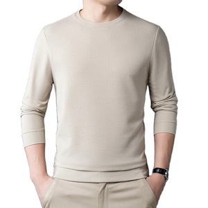 2025 décontracté col rond hommes à manches longues tricoté imprimé T-Shirt 100% coton respirant confortable vêtements d'été - Product Image 6