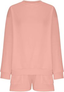 ชุดกางเกงขาสั้นผ้าฝ้ายขนแกะ100% 2ชิ้นสำหรับผู้หญิงชุดสเวตเตอร์กางเกงขาสั้นแนวสตรีทลำลองสำหรับฤดูหนาวโลโก้ออกแบบได้ตามต้องการ - Product Image 4