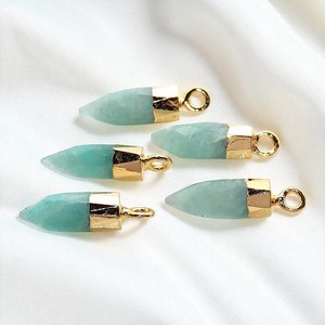 Amazonite Spike Shape 13x5 MM Gemstone Single Bail Charm Connector - Product Image 1