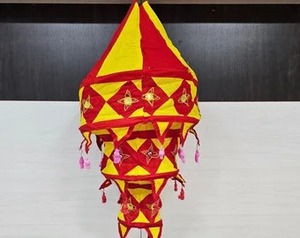 Pantalla de Lámpara de Tela de Algodón Plegable de 3 Niveles, Decoración Colgante Boho Colorida para Decoración Navideña del Hogar - Product Image 3