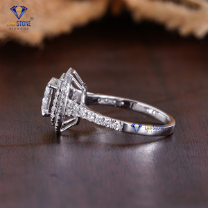 1.64 TDW เจ้าหญิงและเพชรตัดกลมแหวนทองคําขาวโดย Lab-Stone / แหวนประกายดาวส่องแสง / สี EF-VS - Product Image 3