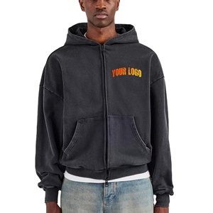 Nouveau sweat à capuche zippé arrivé pour homme Logos imprimés personnalisés 100% sweat à capuche en coton homme Streetwear surdimensionné couleur unie sweats à capuche hommes - Product Image 1