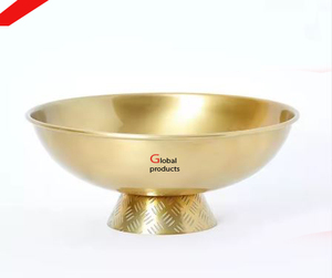 Tazón de servicio de diseño de metal con acabado dorado de aspecto real para restaurante y bar de hotel - Product Image 5