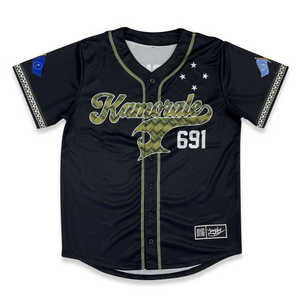 Camiseta de béisbol negra barata tendencia personalizada con sublimación de números diseño en relieve camiseta de béisbol - Product Image 2