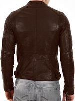 Blouson en cuir d'agneau véritable pour homme, noir et marron, respirant, style vintage, pour motard, avec traitement tricoté et service OEM