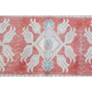 Vintage Small Rug 2.6x4.4 ft, Turkish <b>Red</b> Solid <b>Wool</b> Rug - Product Image 5