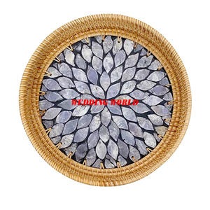 Forme ronde fantaisie rotin plateau de service belle qualité fait à la main concepteur plateau classique élégant vaisselle en gros nouveau plateau en rotin - Product Image 6